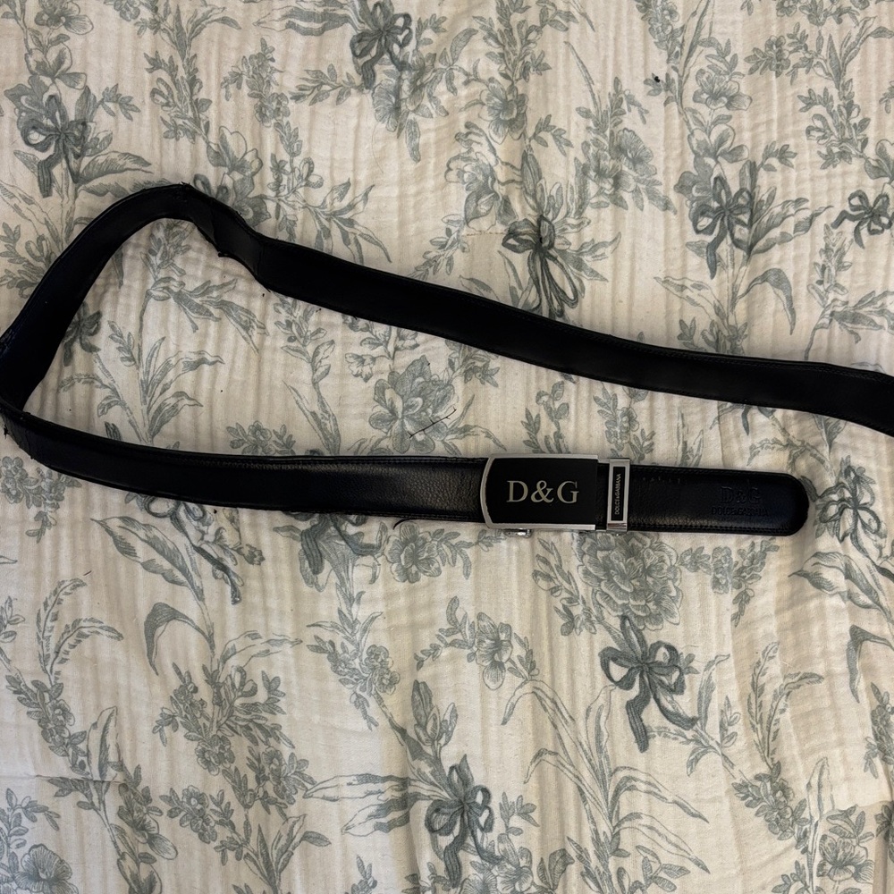 D&G Black Leather Belt Bag with Logo Buckle